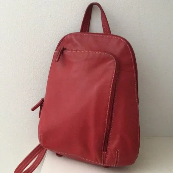 Tignanello | Bags | Tignanello Red Leather Backpack | Poshmark display picture 1